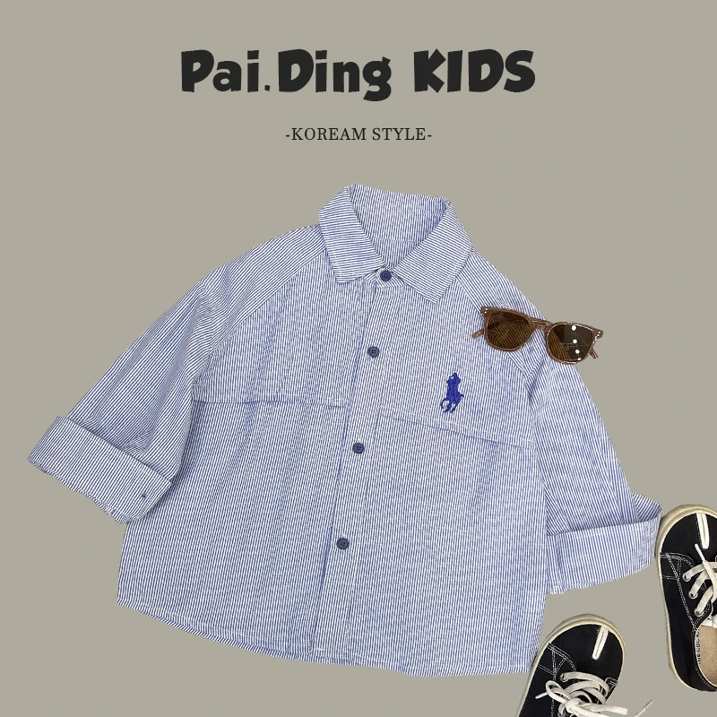 【兔小呗】春秋装儿童韩版时尚洋气休设计感宽松翻领衬衫HCXZ3438