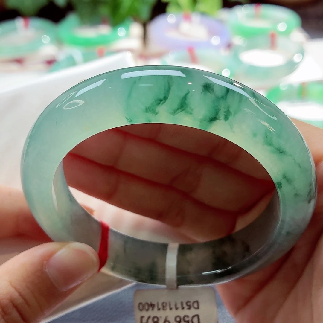 翡翠未镶嵌手镯冰胶湖水飘花68-06