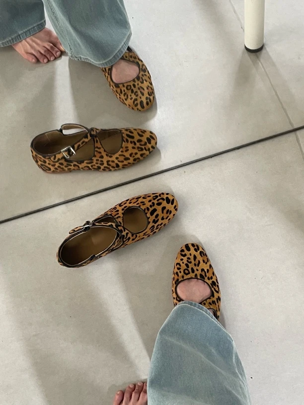 交叉带马毛玛丽珍单鞋