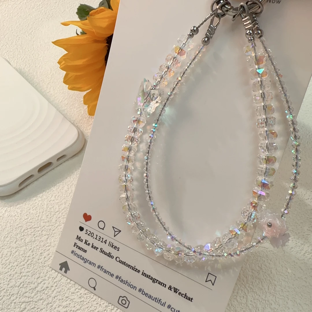2574【蝶恋花】创意夏季手工女挂饰件通用防丢摔手提手机链钥匙扣