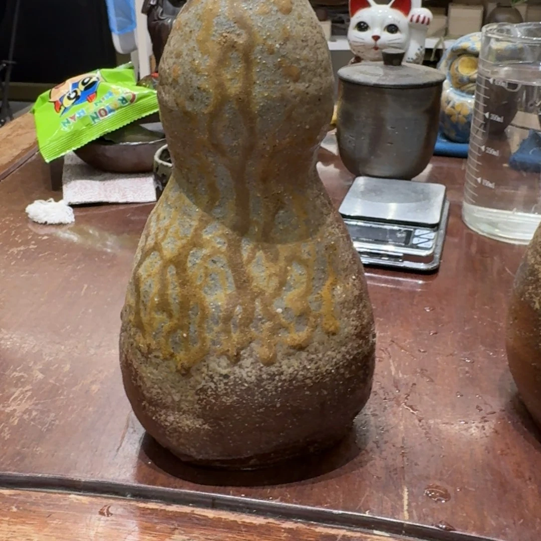 微**态末石泰节备前烧典藏花入孤品福利一口价