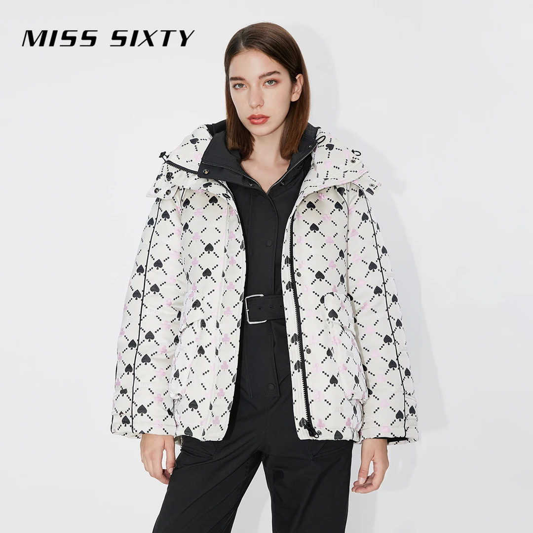 Miss Sixty x 爱丽丝梦游仙境系列连帽提花羽绒外套女