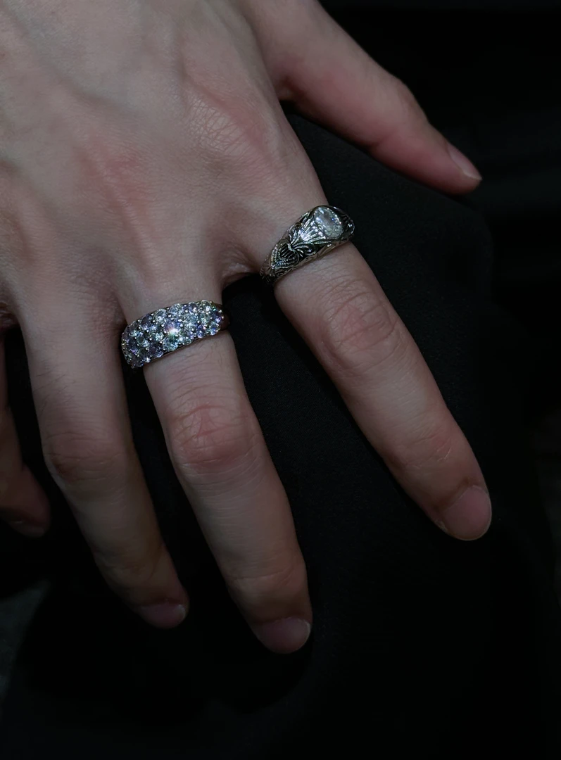 合金戒指 【鸽子蛋雕花戒指】轻奢复古重工精致百搭指环