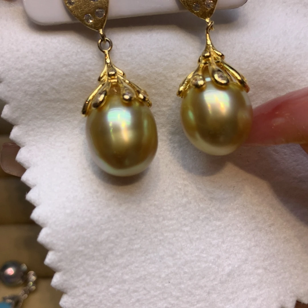 银S925镶嵌耳饰海水珍珠