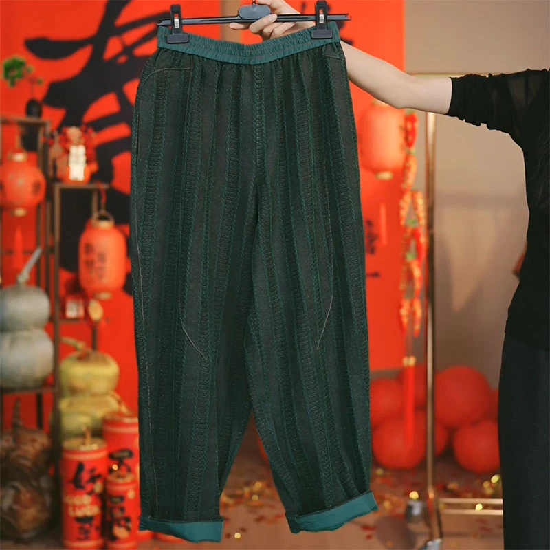 唐一【100%柞蚕丝】冬季柞蚕丝香云纱高腰萝卜裤子哈伦长裤摩登裤女