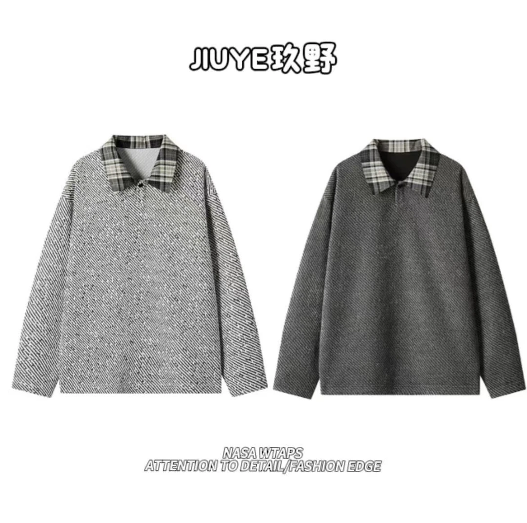 JY·2025秋季新款雪尼尓针织polo领男女同款拼接上衣