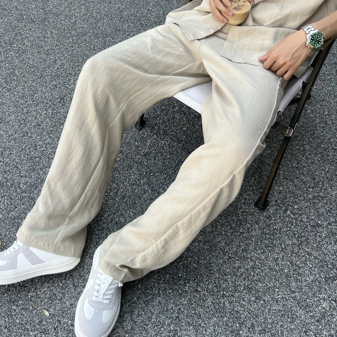 【韩韩APNDIP】夏季新款新中式休闲长裤时尚潮流复古宽松百搭