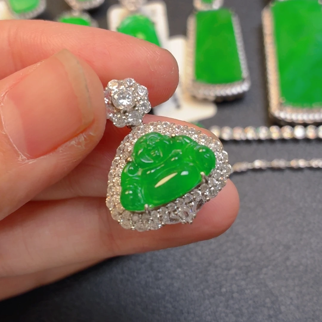 翡翠银S925镶嵌吊坠(不含链)