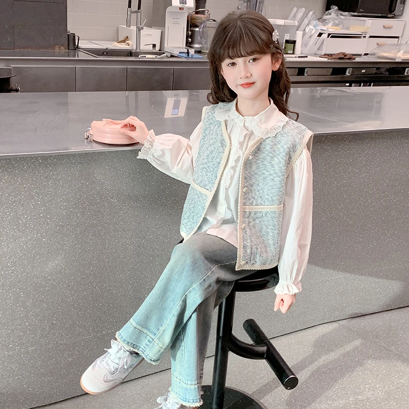 女童春装2025新款套装儿童洋气时髦网红炸街三件套春秋款女孩衣服