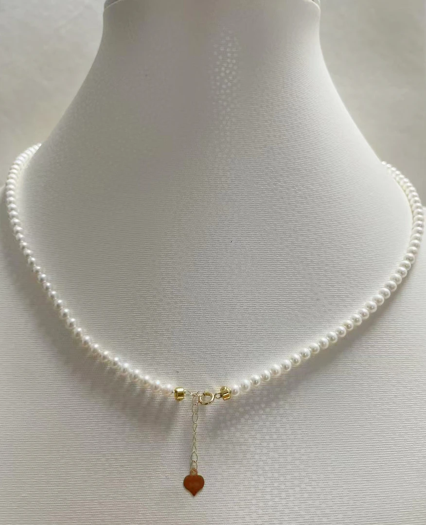 白色淡水珍珠项链百搭减龄小仙女时尚迷你强光小米珠