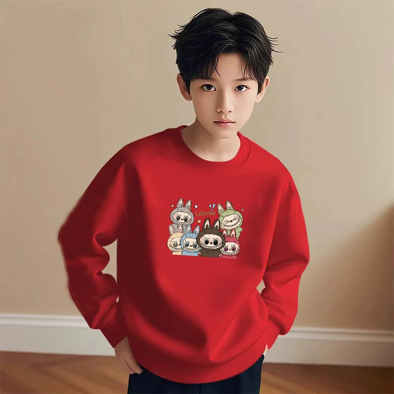 冬款加绒加厚儿童卫衣 韩版时尚百搭上衣 男女宝宝圆领宽松童装