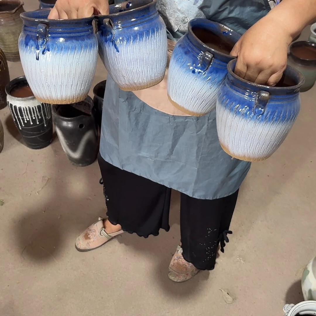 紫砂花盆口13高15四个