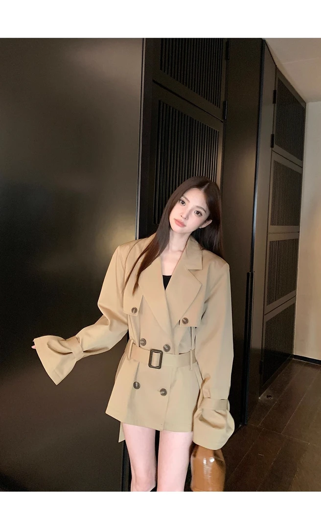韩版高级感风衣外套女2025春秋新款英伦风小个子收腰气质短款大衣