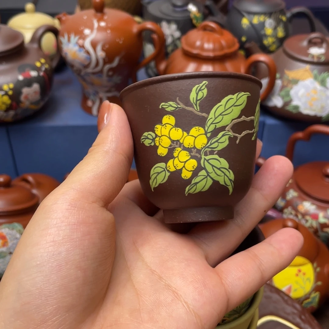 紫泥茶杯紫砂主人杯70cc