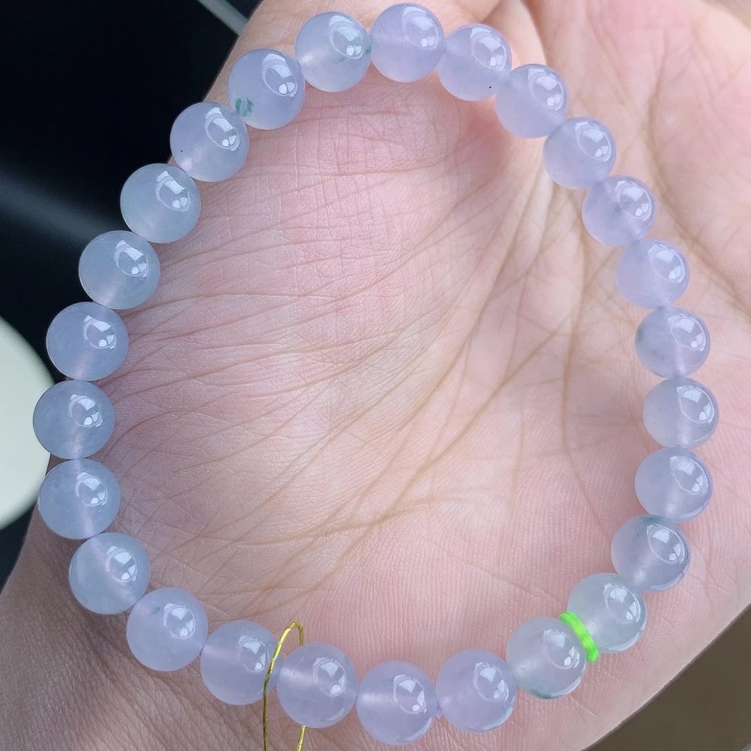 缅甸A货翡翠浓紫罗兰色圆珠手链手串单圈5CC3T26卡7mm