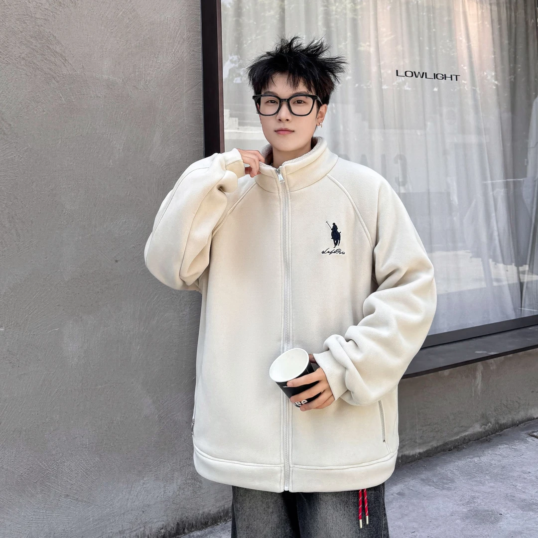 男孩冬季奥利绒休闲立领保暖外套青少年百搭校服神器简约时尚刺绣