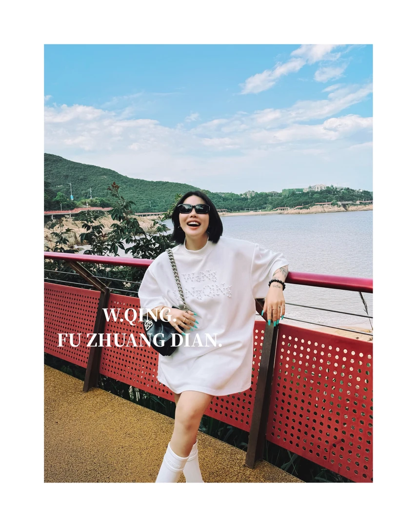 【W.QING】定制系列阔版垫肩复合棉短袖T恤衫系列