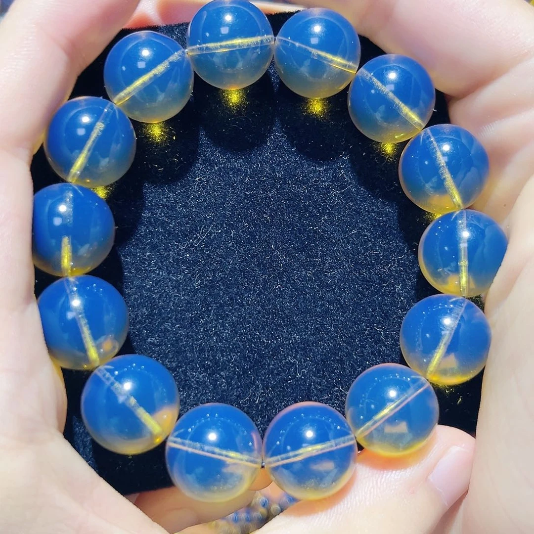 蓝珀未镶嵌珠宝奇石15mm墨西哥蓝珀手串