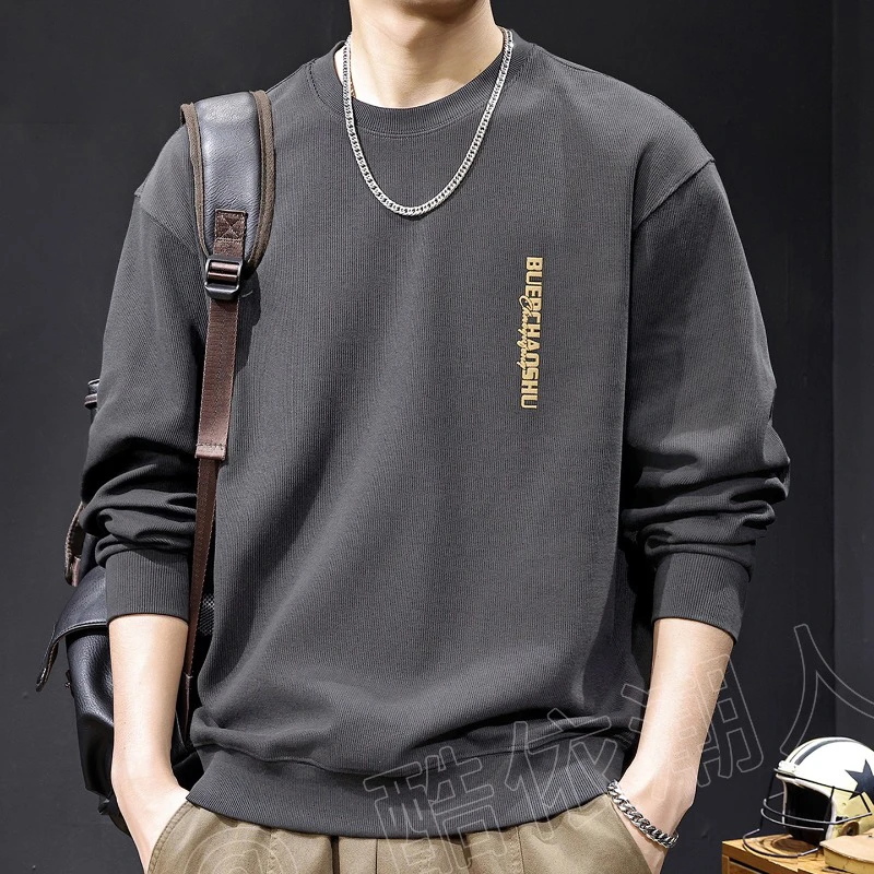 MR.MUDI/穆迪先生印花圆领卫衣男春秋季新款潮牌宽松休闲长袖上衣