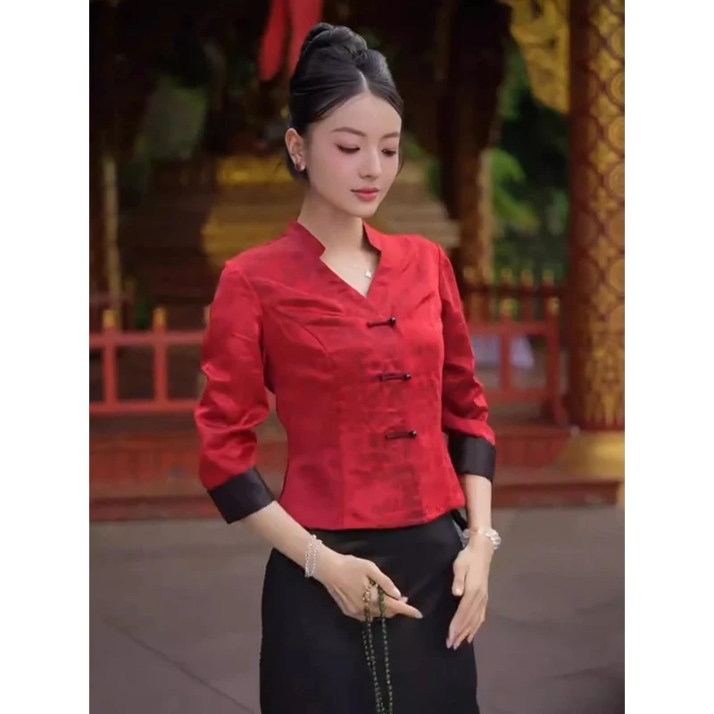 夏季流行穿搭一整套女2025新款新中式国风盘扣衬衫半身裙两件套潮