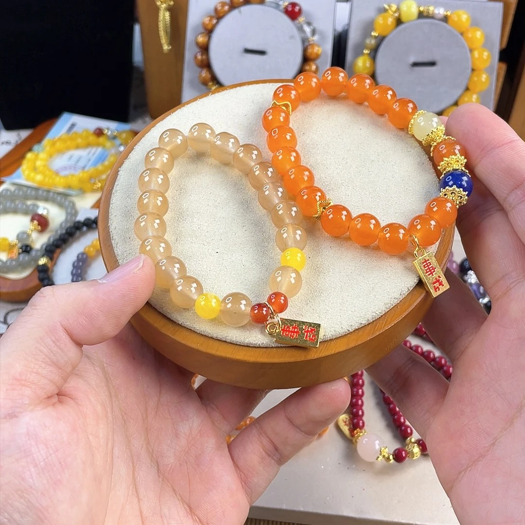 玛瑙手饰银S925镀金镶嵌