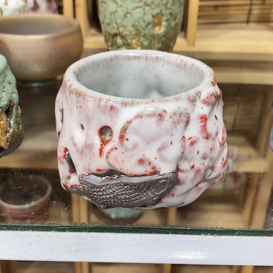 粗陶志野柴烧茶器。