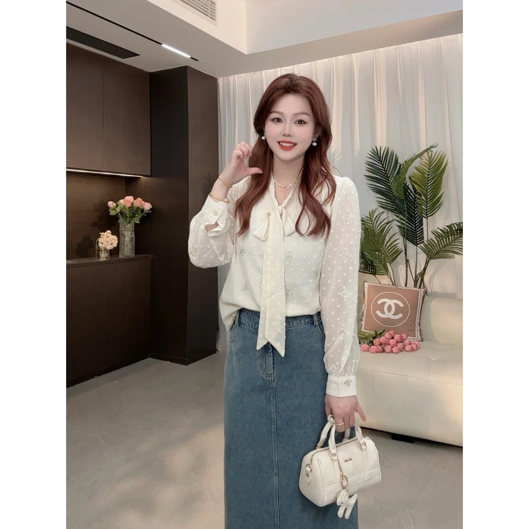 楠序迪迪微胖女装2025秋季新款法式气质时尚显瘦小衫衬衣女DD9172