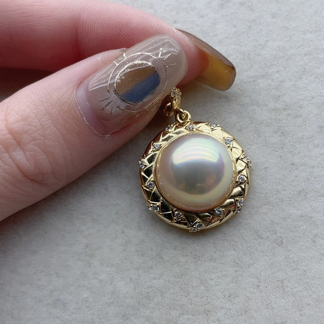 吊坠35银S925镶嵌拼合珍珠（马贝珠）