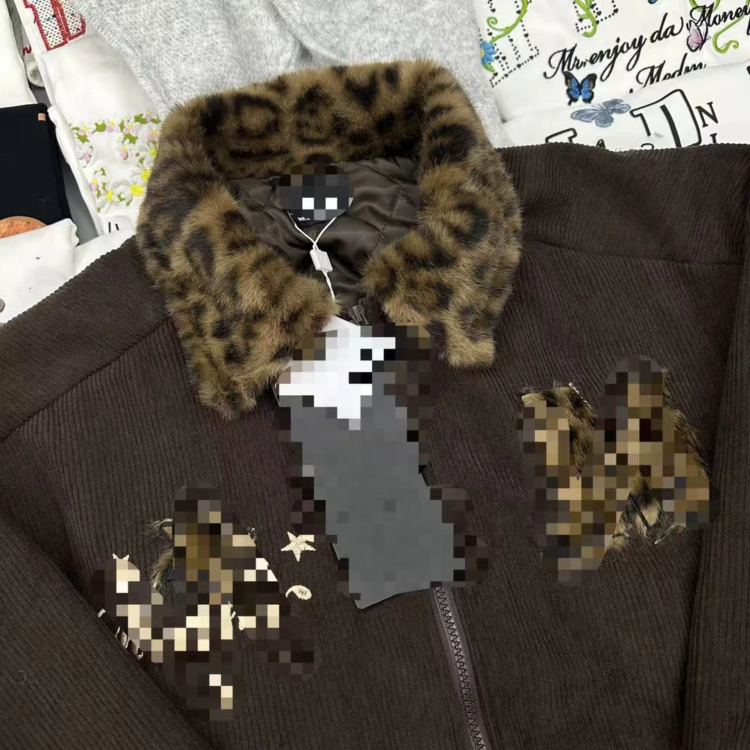 M家 豹纹灯芯绒棉服 艺术家勿扰