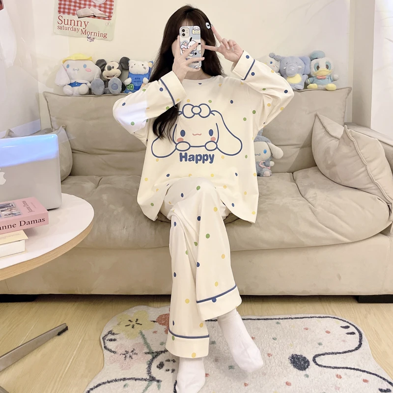 睡衣女款春秋季长袖纯棉2025年新款少女可爱家居服女孩学生加大码