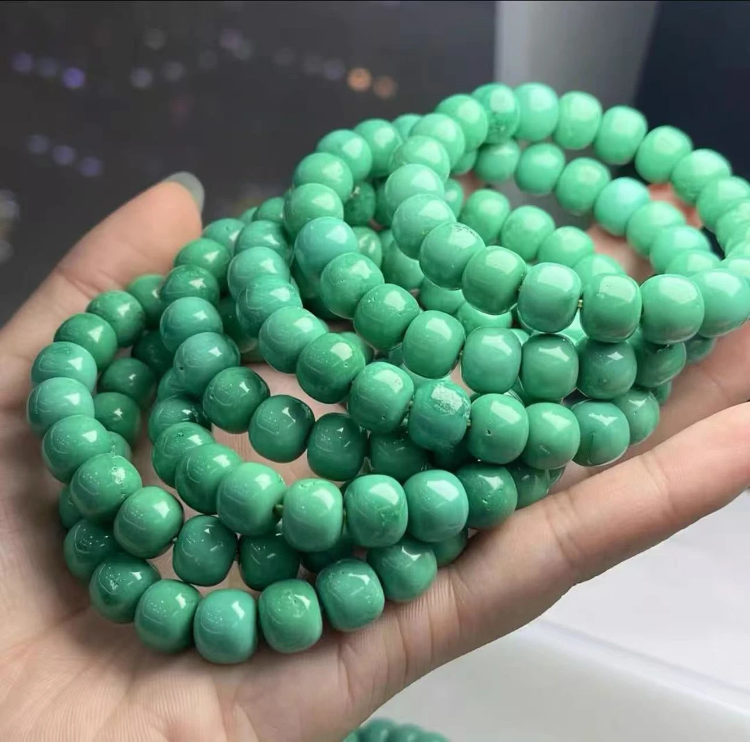 S 圣吉推荐款高瓷松绿色老型手串F320