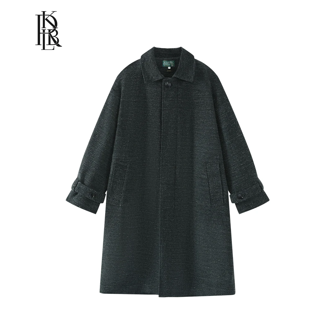 蓝布屋【意大利面料】重磅肌理斜纹丹宁巴尔马肯风衣外套KRBLJKT610