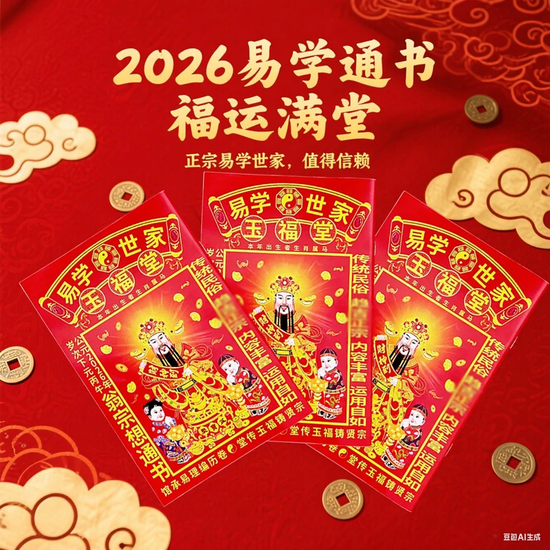 2026年老黄历玉福堂通咿呀书台历婚嫁乔迁家居公司工具册