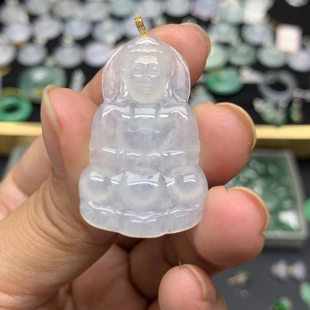 吊坠(不含链)18K金镶嵌翡翠