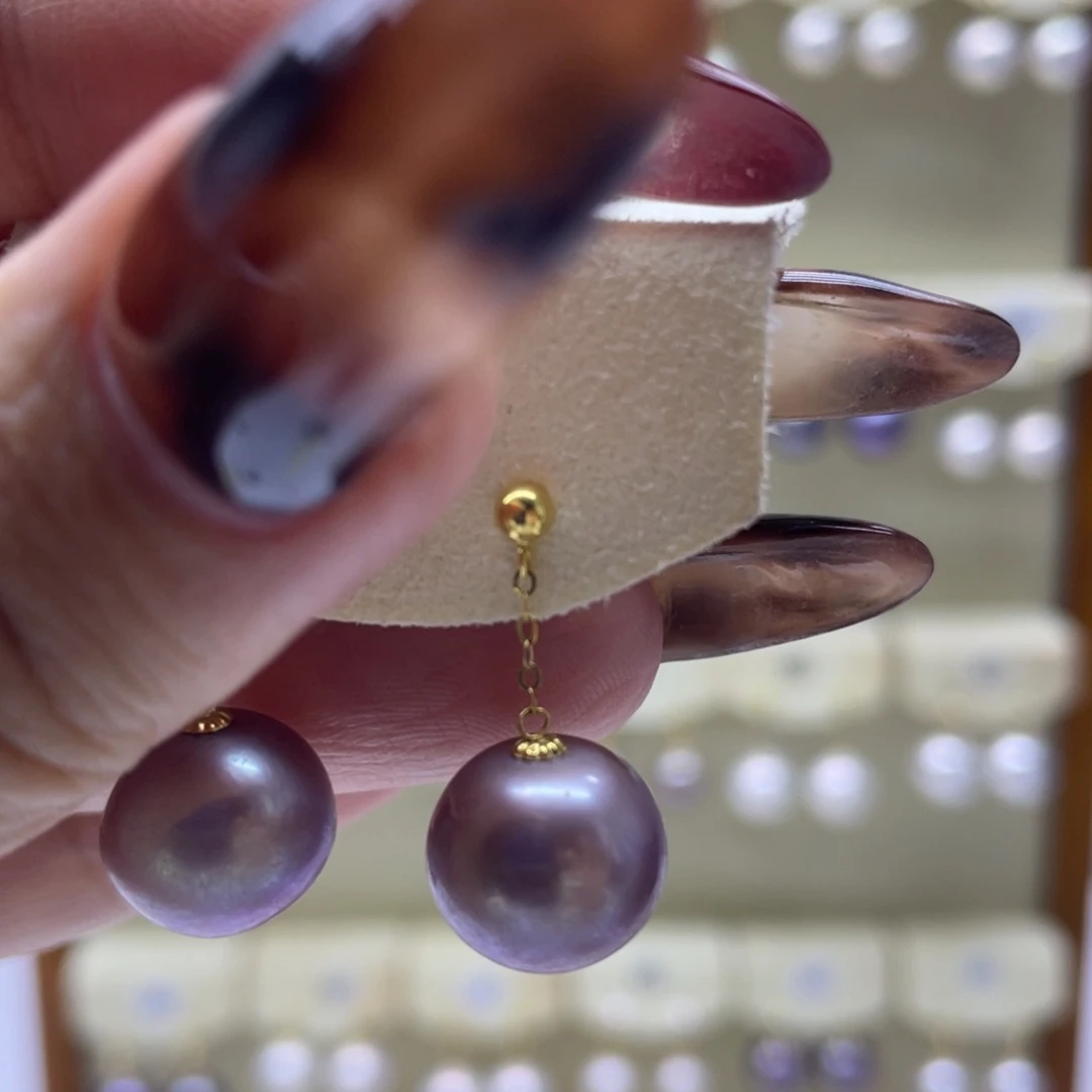 淡水珍珠耳饰18K金镶嵌