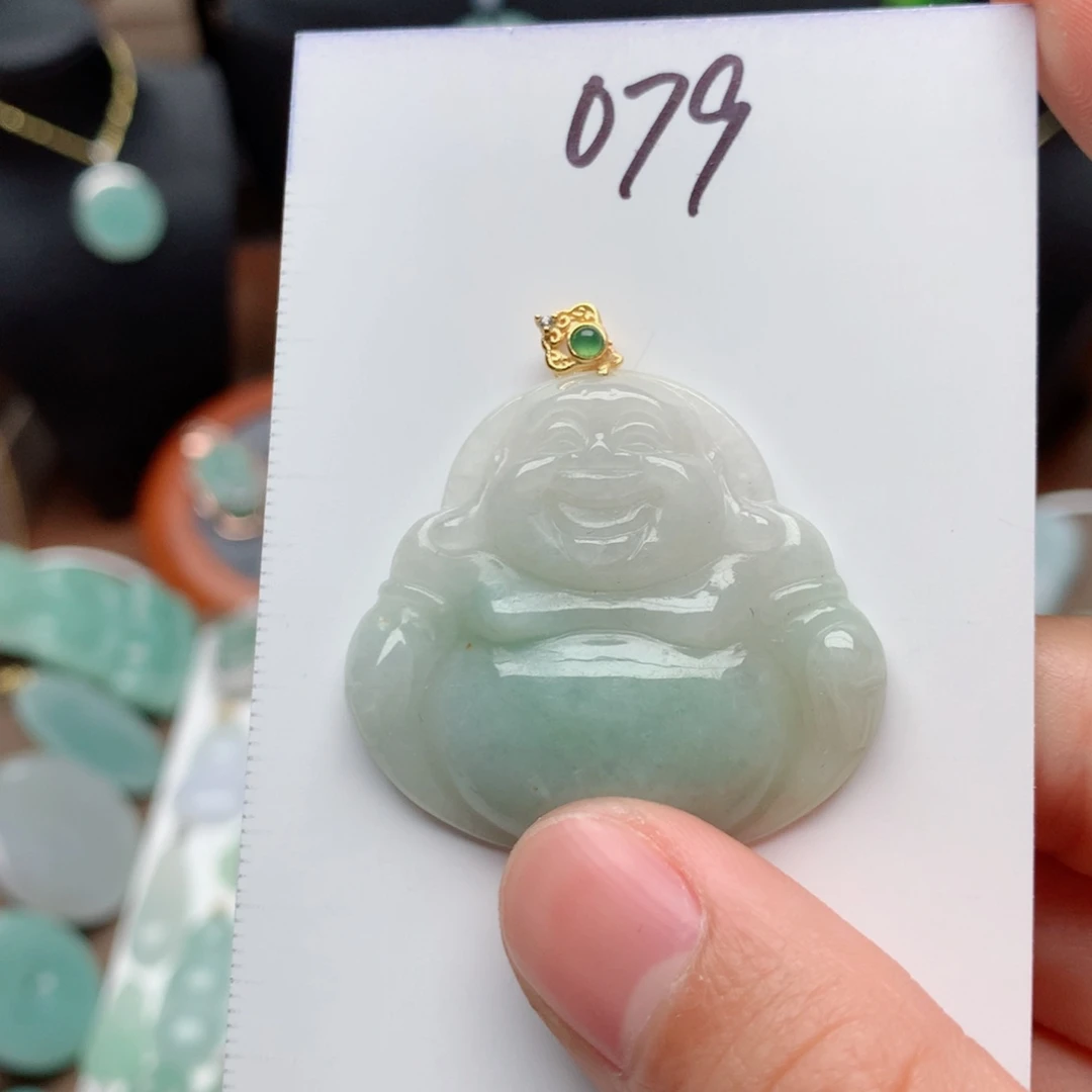 翡翠颈饰银S925镀金镶嵌吊坠