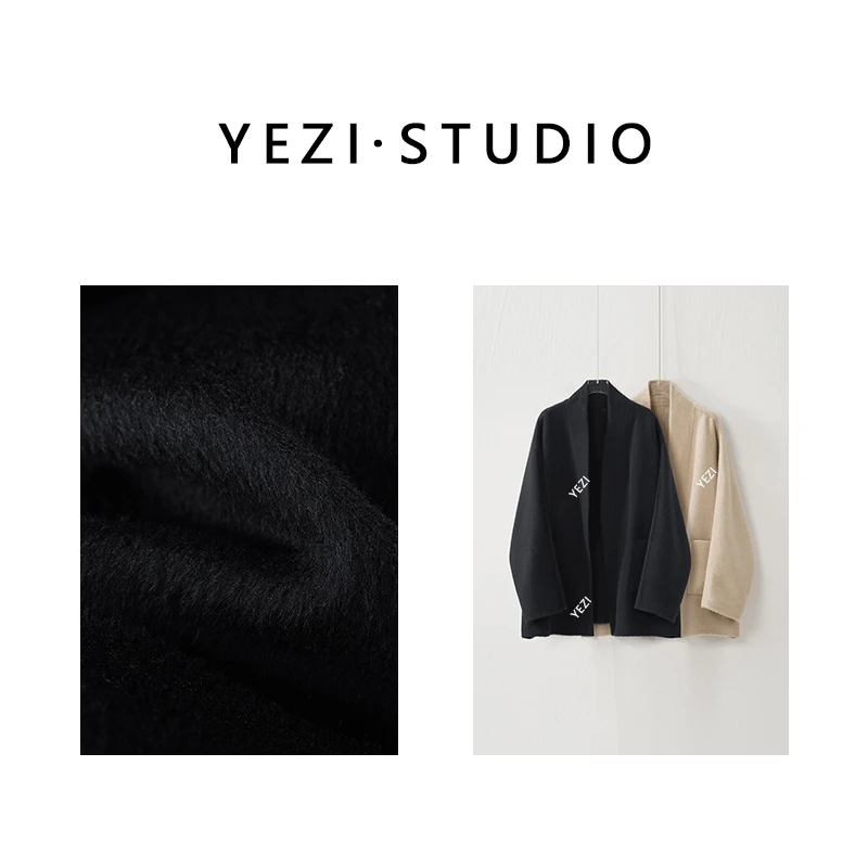 【松弛巴黎】高知骆驼绒慵懒感v领无扣简约廓形大衣外套25309027