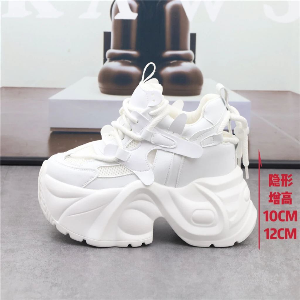 镂空网面12CM增高老爹鞋女夏季透气时尚休闲鞋厚底10cm小白鞋网鞋