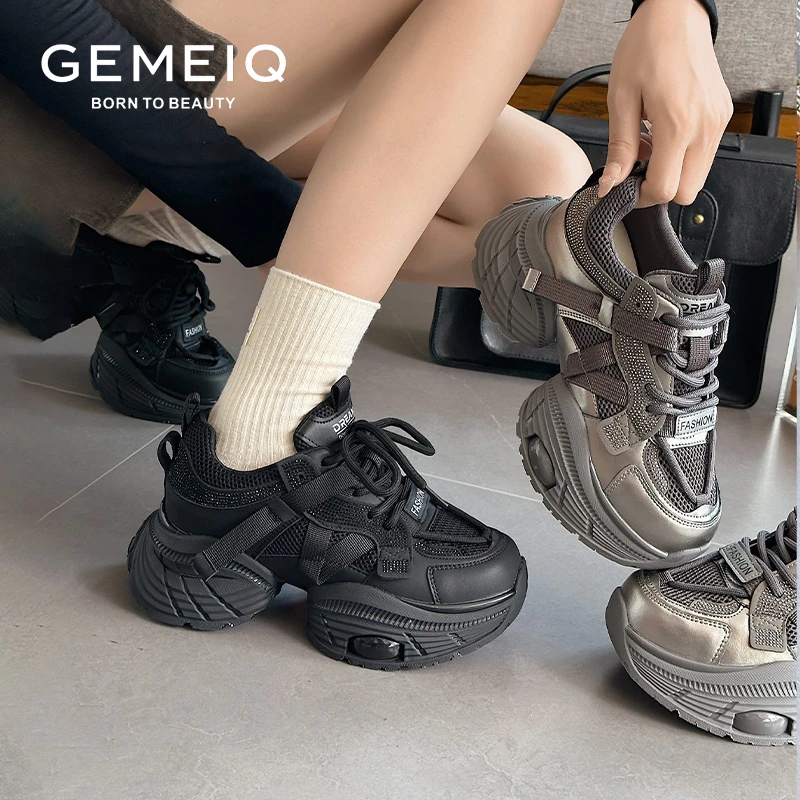 戈美其专柜上新2024秋厚底休闲舒适增高老爹鞋系带时尚195668207