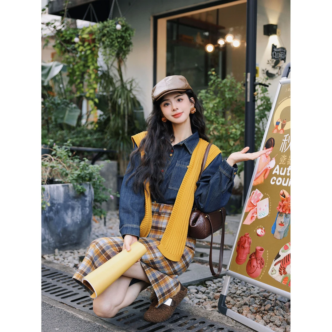 陈大器【披肩】港风复古小众拼接气质百搭针织披肩J012305