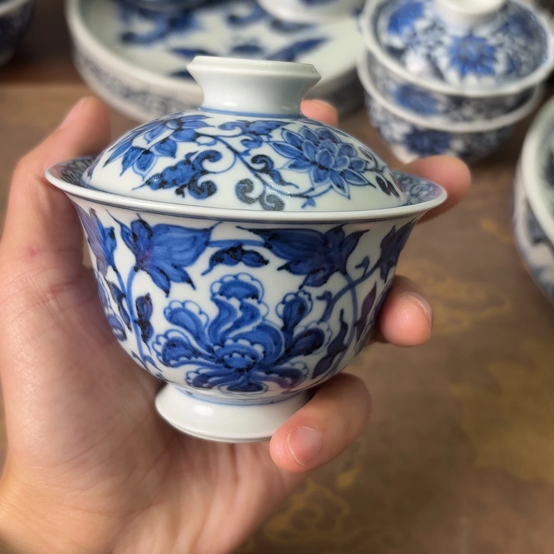 陶瓷盖碗景德镇手绘茶器