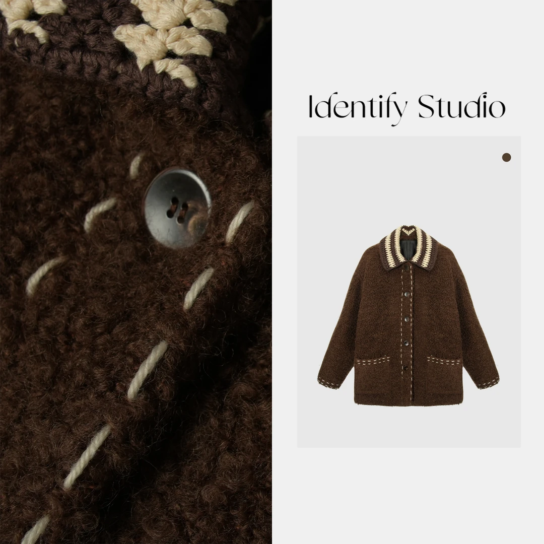 IDENTIFY冬季新款设计感领口中长款鹅绒外套25AWss1018022