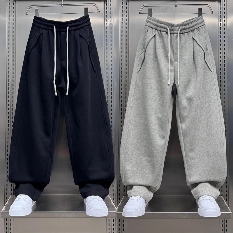 2025秋季新款美式高街潮牌阔腿弯刀裤男女宽松直筒哈伦裤子