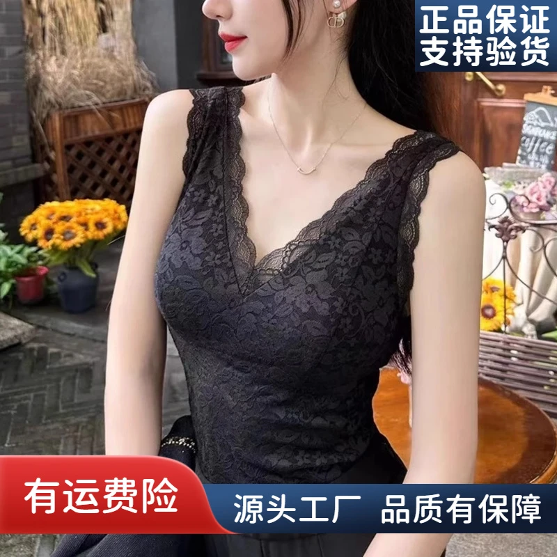 【商场同款】夏新款美背吊带蕾丝V领质感蕾丝背心女摩登猫1300938