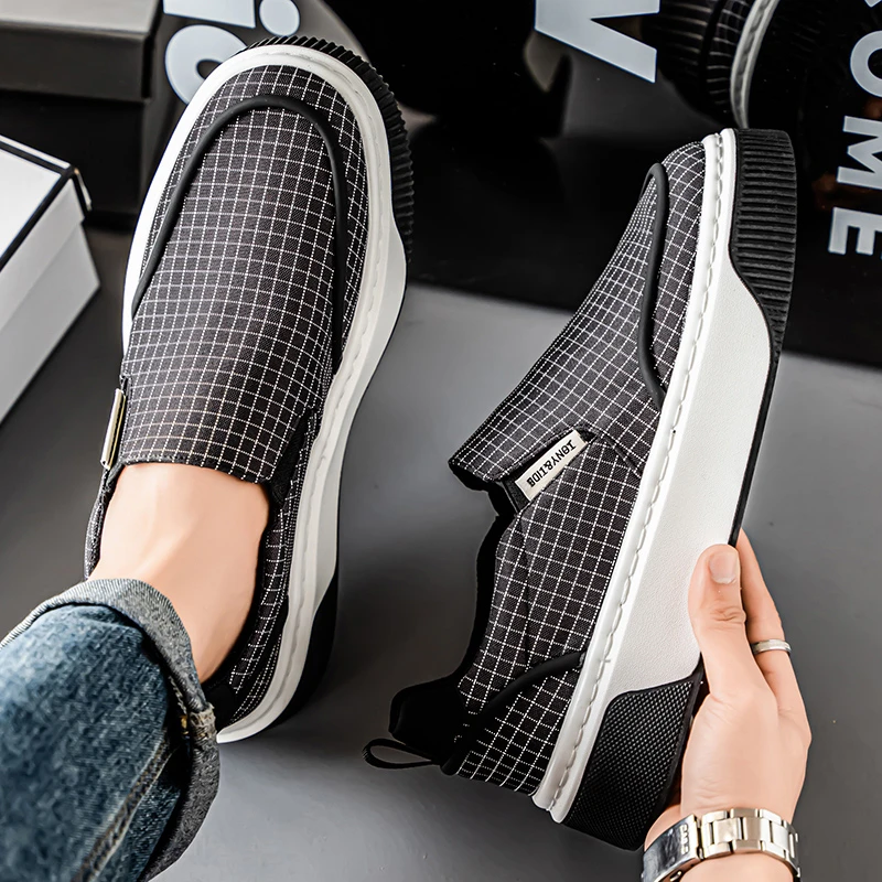 2025夏季新款一脚蹬男鞋潮流时尚百搭板鞋懒人网红布面透气帆布鞋