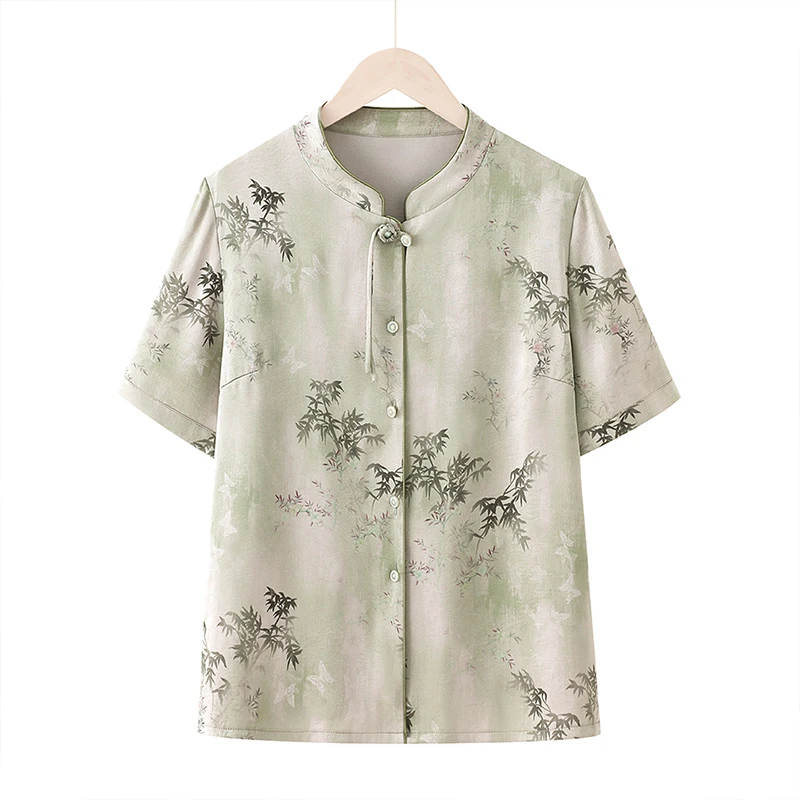 妈妈装夏装女新中式衬衫中老年人奶奶装夏季新款国风老太太衬衣服