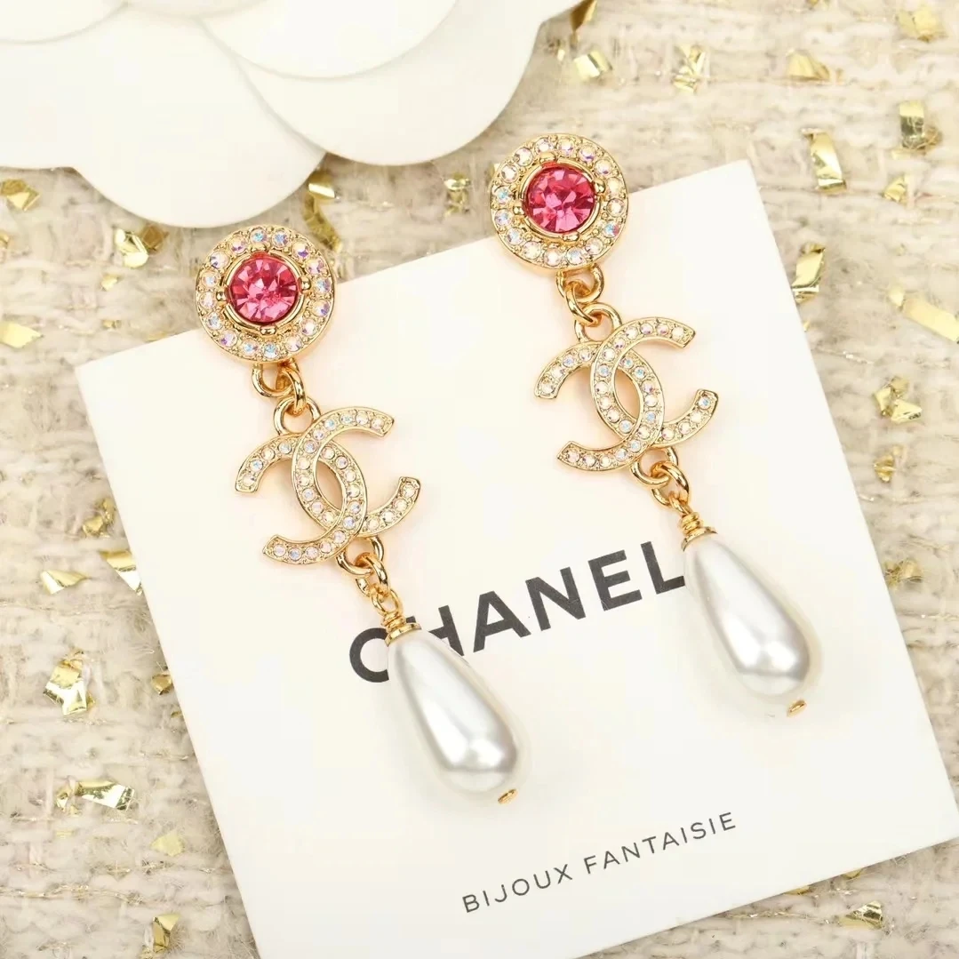 未使用 Chanel/香奈儿 耳环彩色紫色精致水滴长珍珠精致时尚