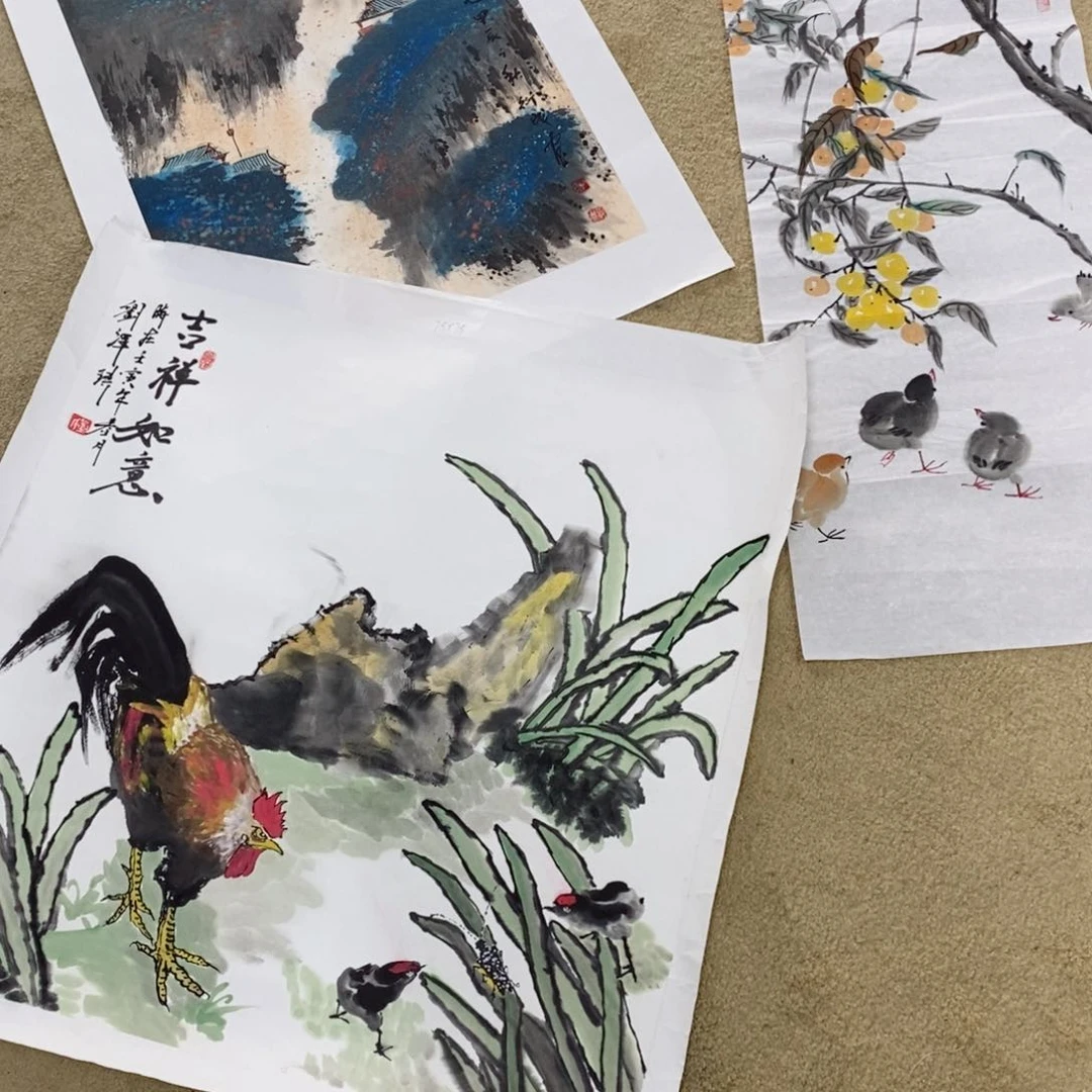 国画缘**歌微瑕孤品斗方作品曈