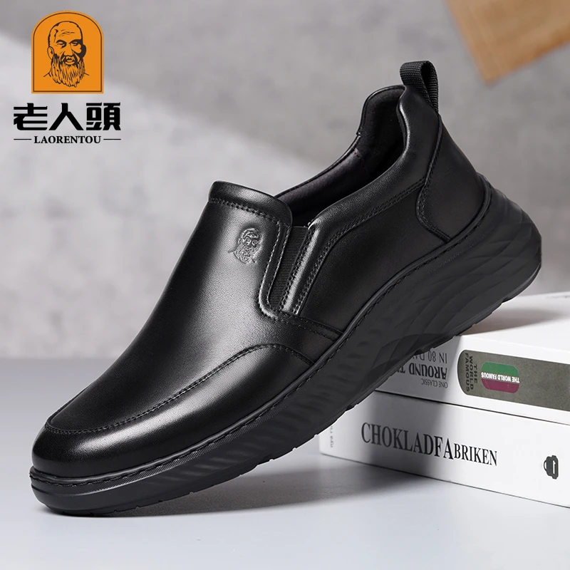 老人头男士皮鞋真皮2025春季新款羊皮时尚休闲软底舒适一脚蹬男鞋
