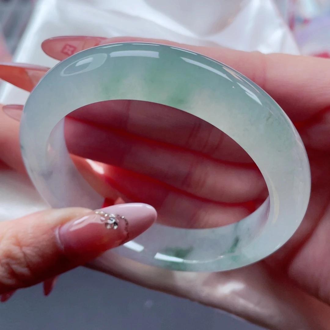 未镶嵌手镯翡翠55.8白茶清欢无别事 恬静淡雅 泛光感15号